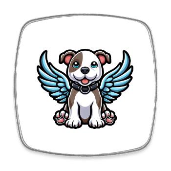 Mignon pitbull avec des ailes d’ange dessin animé - Magnet carré - blanc - Devant