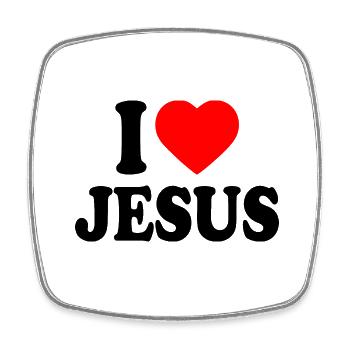 I love jesus - Square fridge magnet - white - Front
