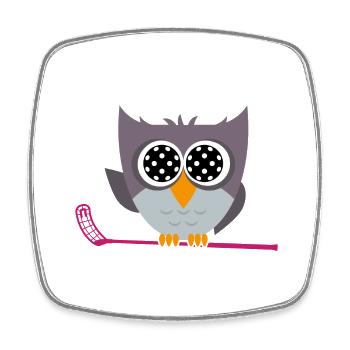 Floorball Floorball "Floorball-owl" unihoc - Square fridge magnet - white - Front