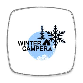 camping d’hiver, tentes d’hiver, bivouac de neige - Magnet carré - blanc - Devant