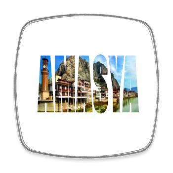 amasya panorama - Viereckiger Kühlschrankmagnet - Weiß - Vorne