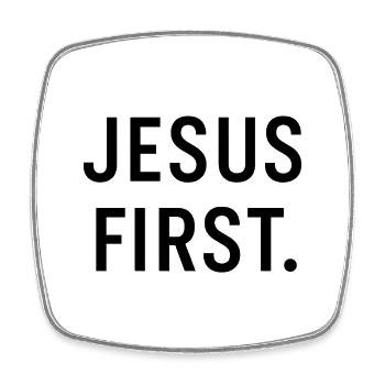 Jesus zuerst Schriftzug - Viereckiger Kühlschrankmagnet - Weiß - Vorne