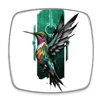 Hovering Jewel: Graceful Hummingbird in Flight - Square fridge magnet - white - Front