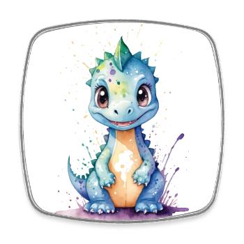 Watercolor joy Kawaii Dinosaur - Square fridge magnet - white - Front