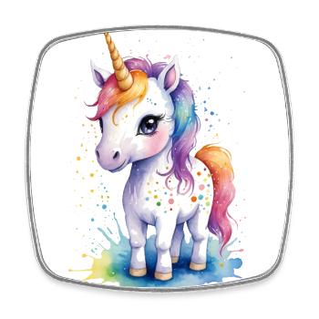 Rainbow Dreams: Kawaii Einhorn Aquarell - Viereckiger Kühlschrankmagnet - Weiß - Vorne
