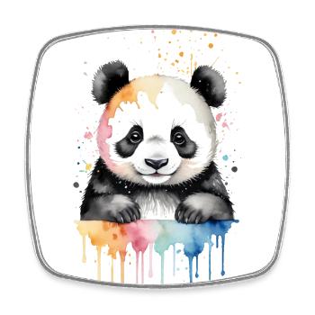 Verspieltes Panda Aquarell - Viereckiger Kühlschrankmagnet - Weiß - Vorne
