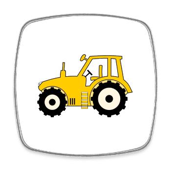 Traktor gelb - Viereckiger Kühlschrankmagnet - Weiß - Vorne