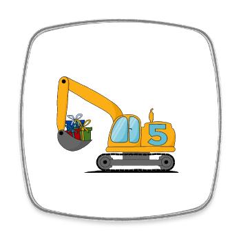 Excavator children 5th birthday - Square fridge magnet - white - Front