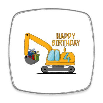 Excavatrice Enfants Joyeux anniversaire 4 - Magnet carré - blanc - Devant