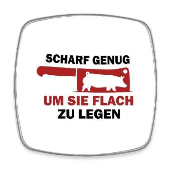 Scharf genug um sie flach zu legen Metzger - Viereckiger Kühlschrankmagnet - Weiß - Vorne