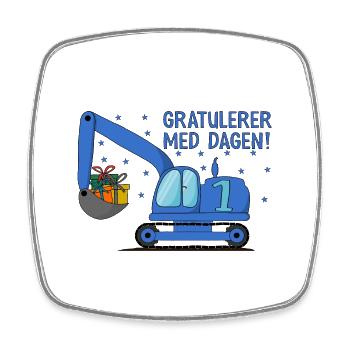 Gravemaskin Gratulerer med dagen 1 - Viereckiger Kühlschrankmagnet - Weiß - Vorne