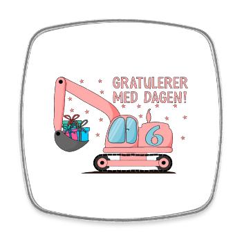 6-årsdag gravemaskin gratulerer med dagen - Viereckiger Kühlschrankmagnet - Weiß - Vorne