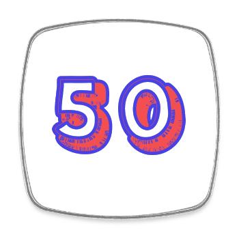 50. 50 ANS. 50e ANNIVERSAIRE. ANNIVERSAIRE 50 ANS. - Magnet carré - blanc - Devant