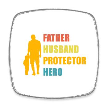 Father Husband Protector Hero - Square fridge magnet - white - Front