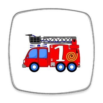 Feuerwehrfahrzeug 1. Geburtstag Kinder - Viereckiger Kühlschrankmagnet - Weiß - Vorne