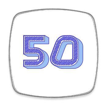 50. 50 ANS. 50e ANNIVERSAIRE. ANNIVERSAIRE 50 ANS. - Magnet carré - blanc - Devant