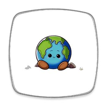 Comic Erde - Viereckiger Kühlschrankmagnet - Weiß - Vorne