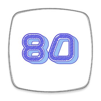 80. 80 ANS. 80e ANNIVERSAIRE. ANNIVERSAIRE 80 ANS. - Magnet carré - blanc - Devant