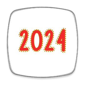 2024. YEAR. HAPPY NEW YEAR. NEW YEAR'S EVE - Square fridge magnet - white - Front