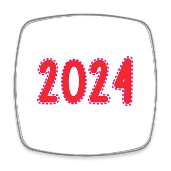 2024. YEAR. HAPPY NEW YEAR. NEW YEAR'S EVE - Square fridge magnet - white - Front