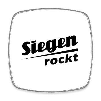 Siegen rockt - Textdesign mit Stadtnamen - Viereckiger Kühlschrankmagnet - Weiß - Vorne