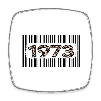 1973 anniversaire 49 ans code-barres léopard - Magnet carré - blanc - Devant