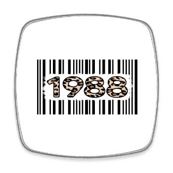 1988 birthday 34 year anniversary barcode leopard - Square fridge magnet - white - Front