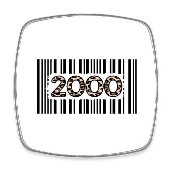 2000 Anniversaire 22 ans anniversaire Barcode Leopard - Magnet carré - blanc - Devant