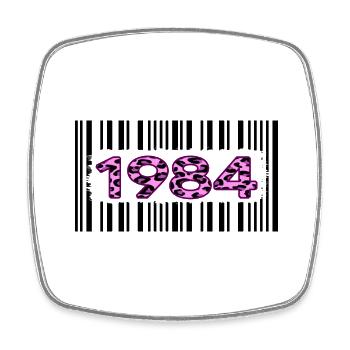 Anniversaire 1984 Anniversaire code-barres Rose Léopard - Magnet carré - blanc - Devant
