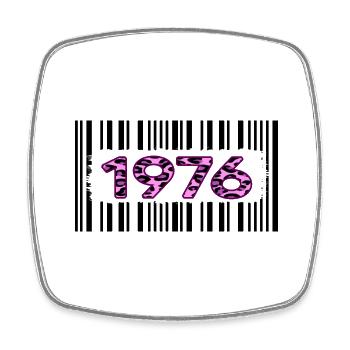 1976 Birthday unique pink leopard barcode - Square fridge magnet - white - Front