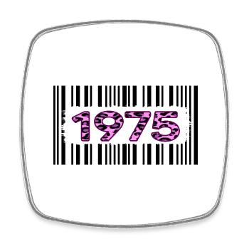 1975 Birthday barcode unique pink leopard - Square fridge magnet - white - Front