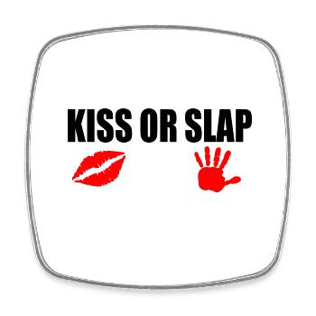 Kiss or slap - Square fridge magnet - white - Front