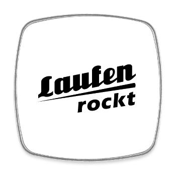 Laufen rockt - Textdesign mit Stadtnamen - Viereckiger Kühlschrankmagnet - Weiß - Vorne