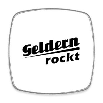 Geldern rockt - Textdesign mit Stadtnamen - Viereckiger Kühlschrankmagnet - Weiß - Vorne