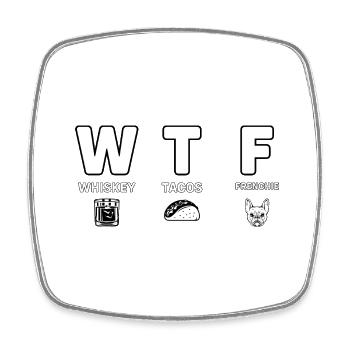 Whiskey Tacos French Bulldog - Square fridge magnet - white - Front