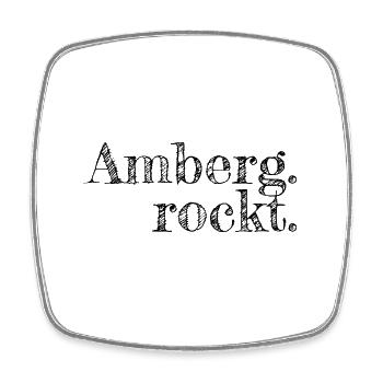 Amberg rockt - Textdesign mit Stadtnamen - Viereckiger Kühlschrankmagnet - Weiß - Vorne