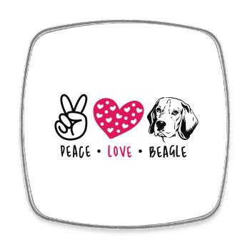 Peace love beagle - Square fridge magnet - white - Front