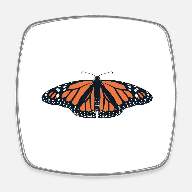 Papillons : Le papillon monarque - Magnet carré - blanc