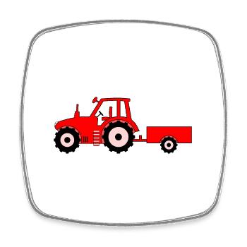 Tractor with trailer red - Square fridge magnet - white - Front