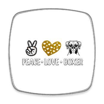 Peace Love Boxer - Square fridge magnet - white - Front
