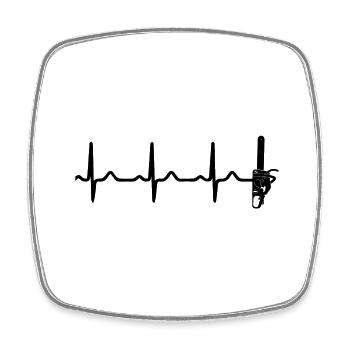 chainsaw, heartbeat, lumberjack, lumberjack, lumberjack, lumber - Square fridge magnet - white - Front