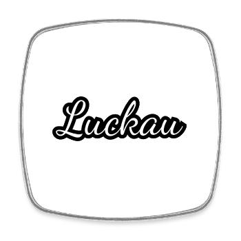 Luckau - Textdesign mit Stadtnamen - Viereckiger Kühlschrankmagnet - Weiß - Vorne