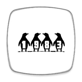 1983 Birthday Penguin Party Winter Swimmers - Square fridge magnet - white - Front