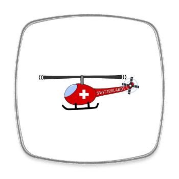 Hubschrauber Schweiz Flagge Kinder - Viereckiger Kühlschrankmagnet - Weiß - Vorne