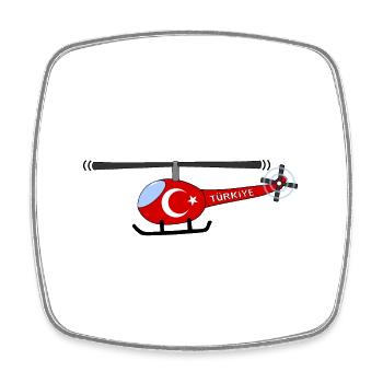 Hélicoptère Türkiye Flag Enfants - Magnet carré - blanc - Devant