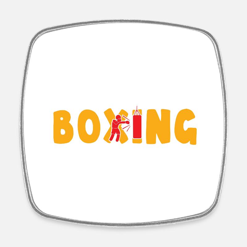 Boxe - Magnet carré - blanc