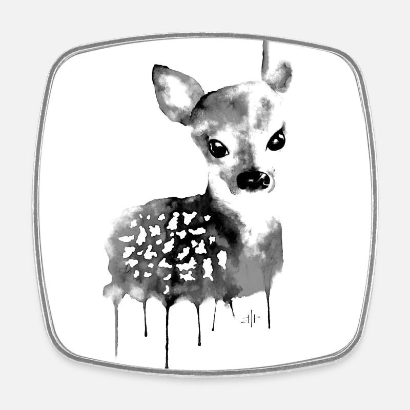 Deer Black & White - Square fridge magnet - white