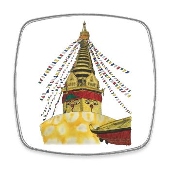 Stupa de Swayambhunath Katmandou Népal Bouddhisme - Magnet carré - blanc - Devant