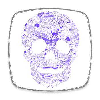Gothic Skull Goth Style Dark Heavy Metal WGT - Square fridge magnet - white - Front