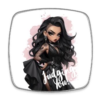 La Dame Goth vous juge - Magnet carré - blanc - Devant